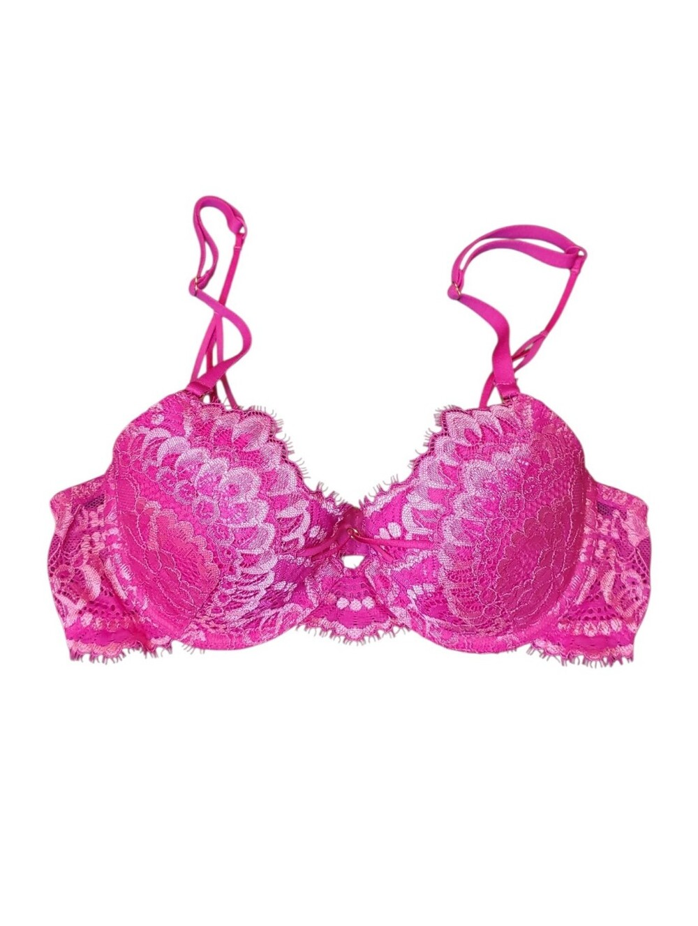 La Senza Hot Pink Strappy Lace Demi Bra (34B)